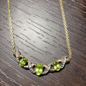 10k yellow gold peridot and diamond necklace
